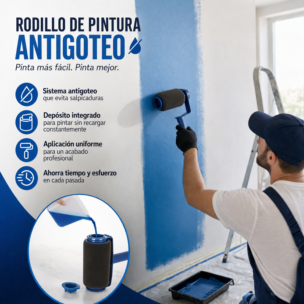 Rodillo de pintura antigoteo + Accesorios gratis